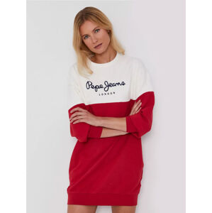 Pepe Jeans dámské červeno bílé mikinové šaty - L (274)